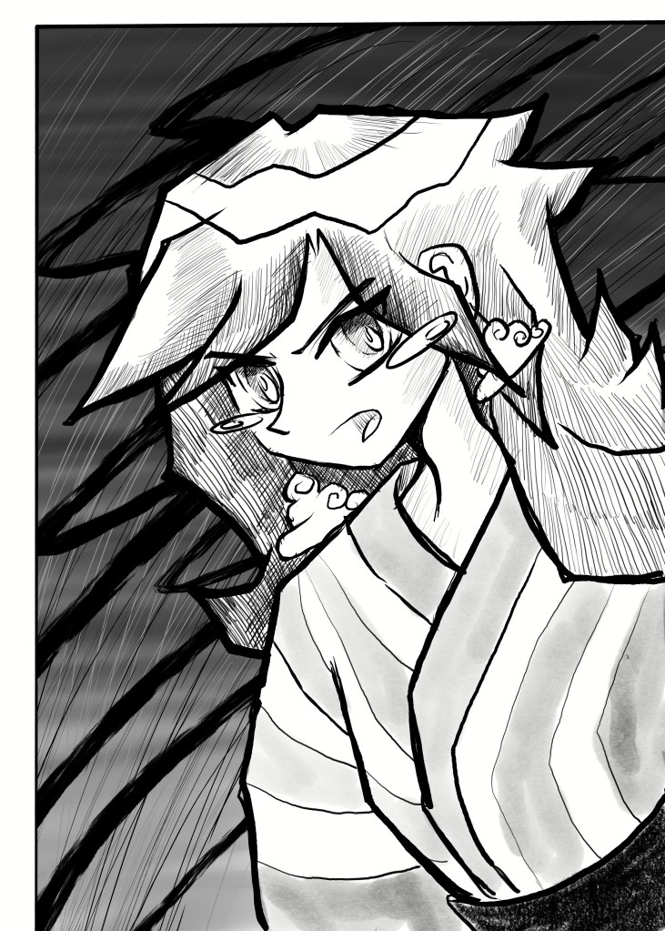 Manga illustration, inspired by Demon Slayer art style